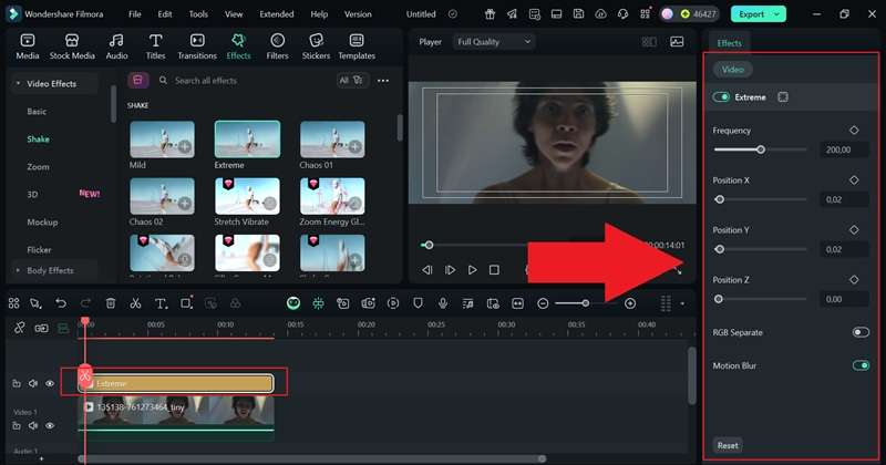modify the effects length and intensity