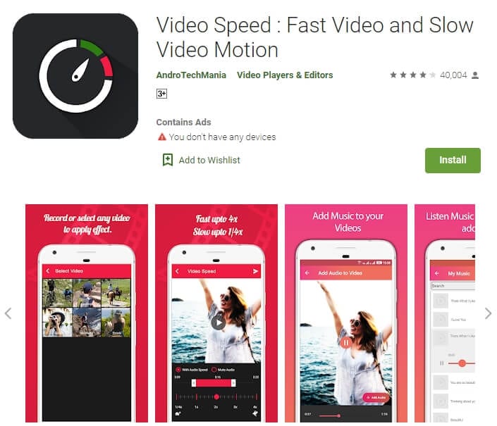 تطبيق video speed fas slow motion video