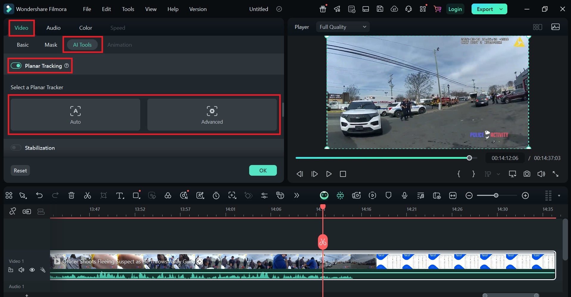 set up planar tracking