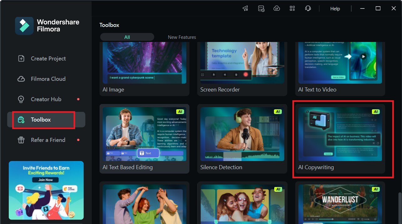 filmora ai copywriting feature