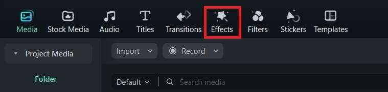 open the effects tab 