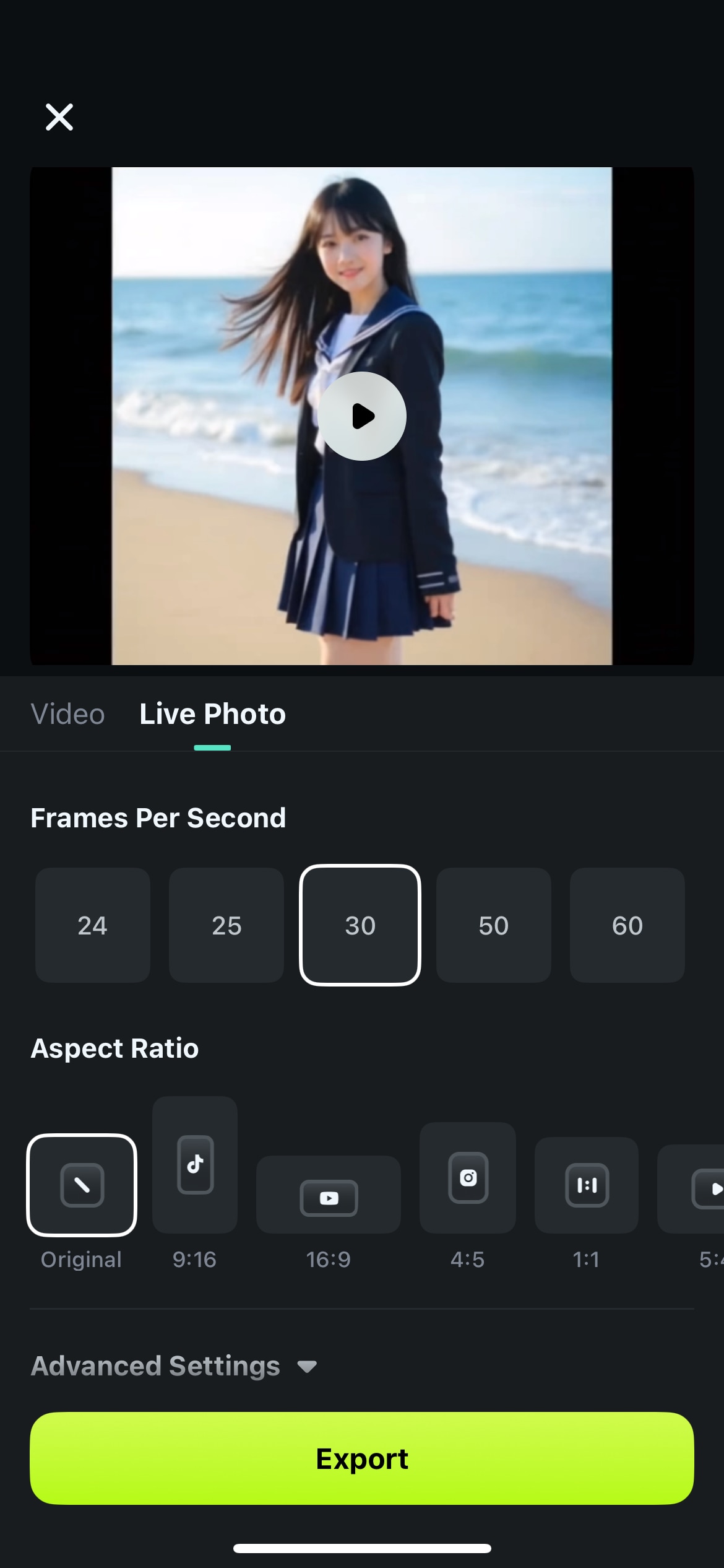 filmora video to live photo