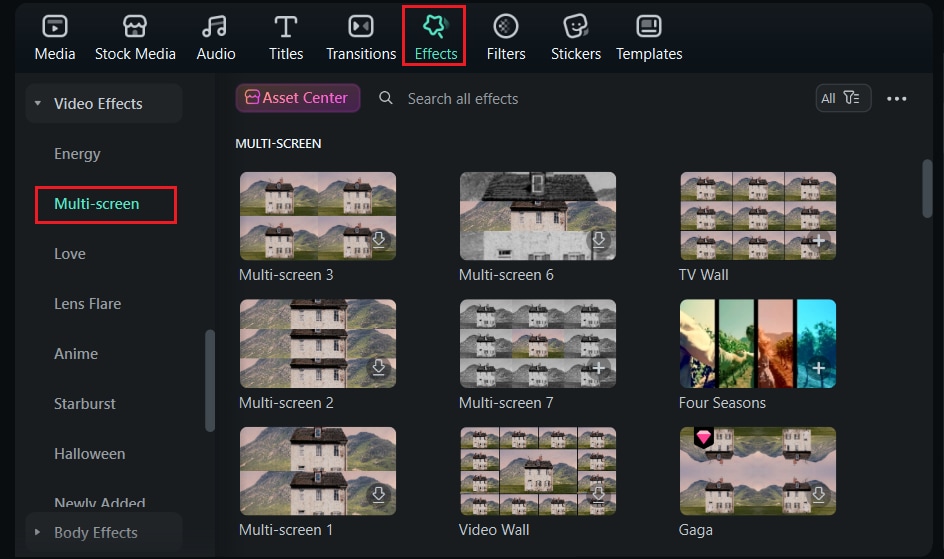 go to multi-screen effects