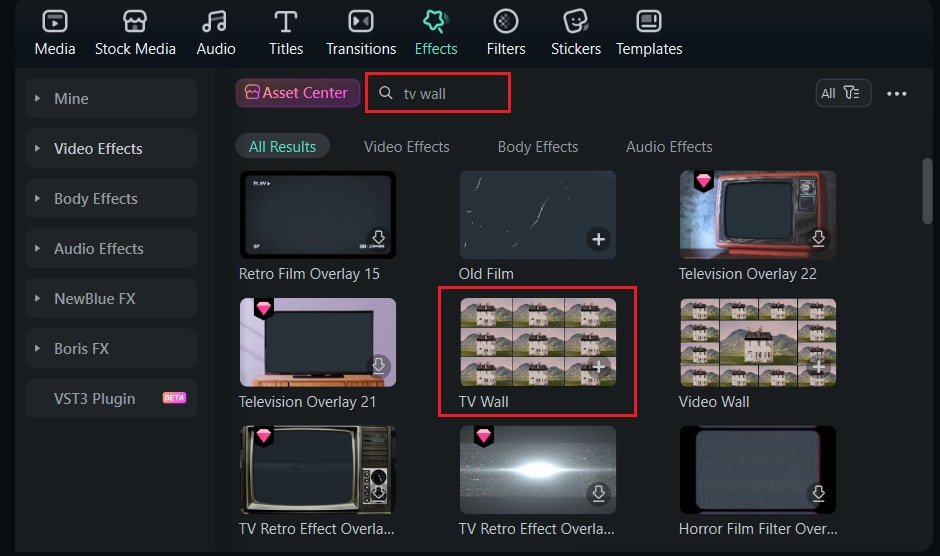 tv wall video effects