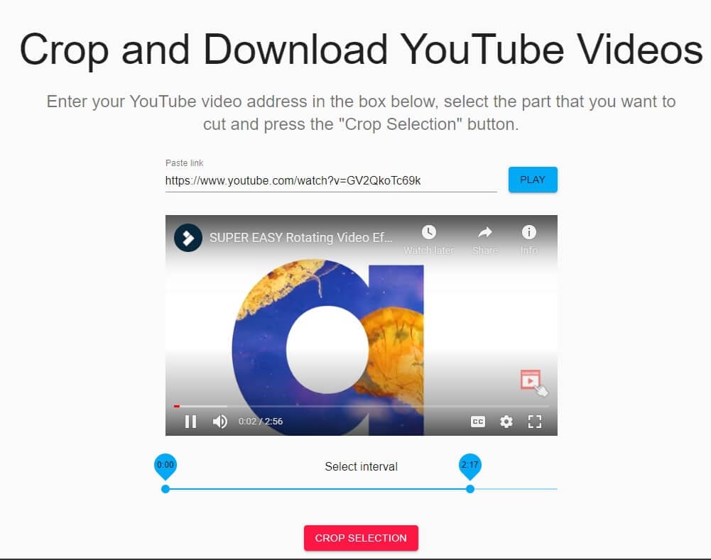Download part of YouTube video with VideoCrops
