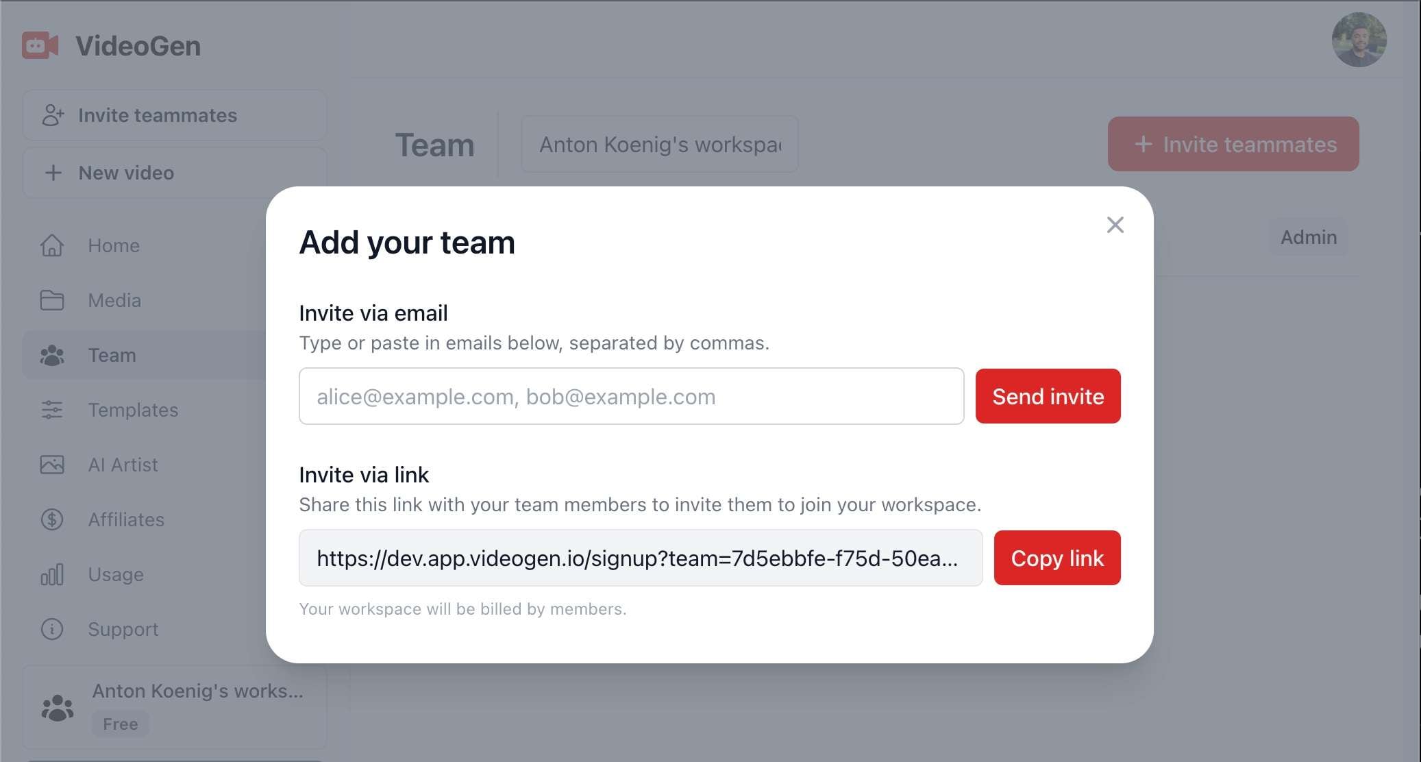 videogen ai team collaboration