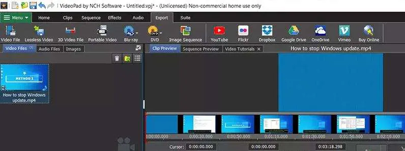 export videos in videopad