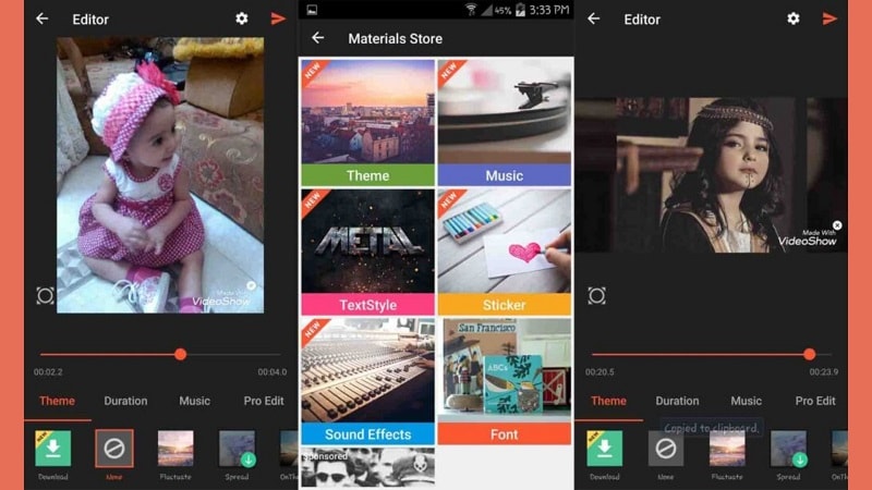 VideoShow app interface