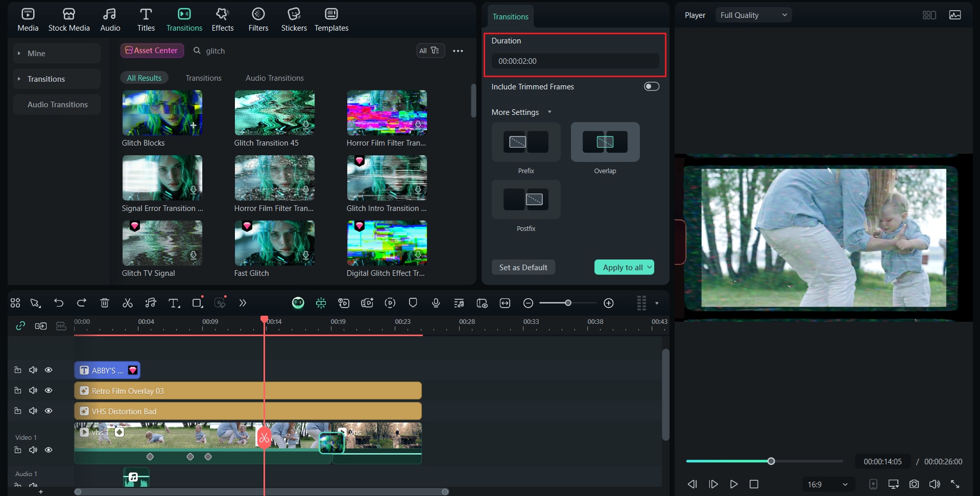 adjust the transition duration