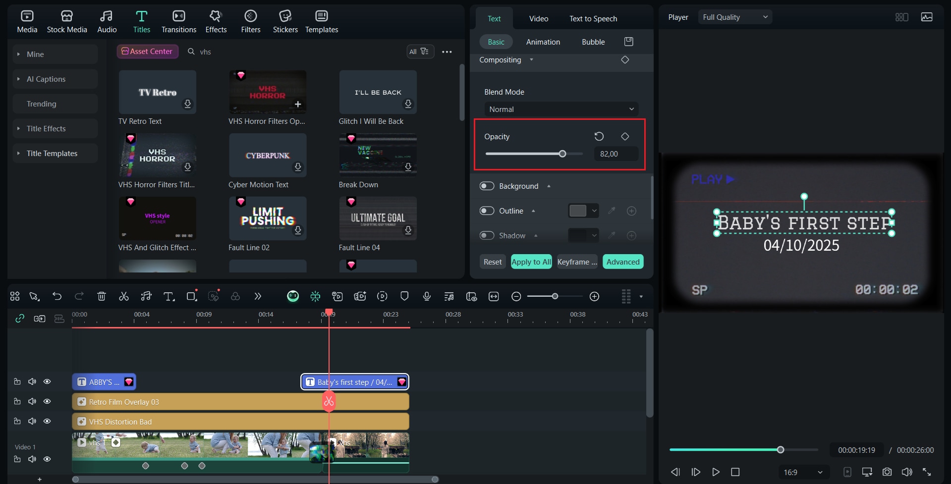 adust the font opacity
