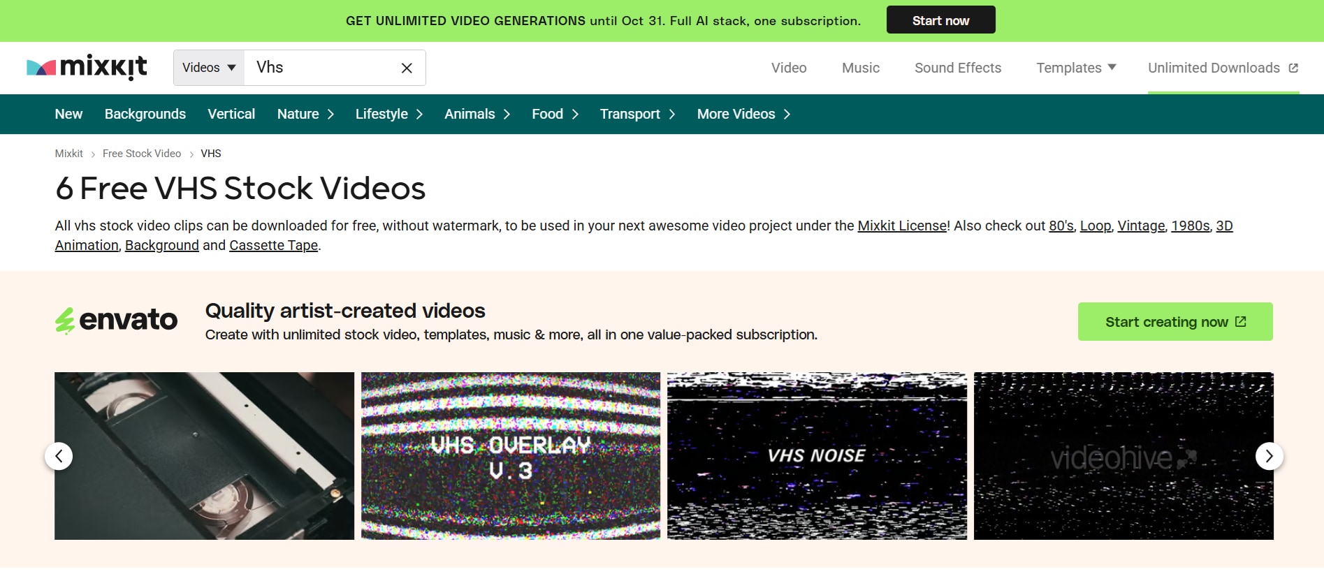 mixkit vhs stock video