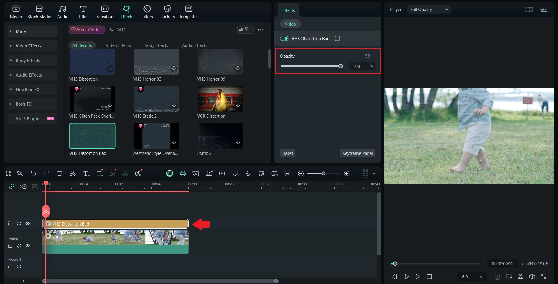 apply the vhs effect
