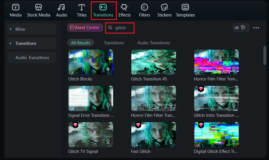 search for transition