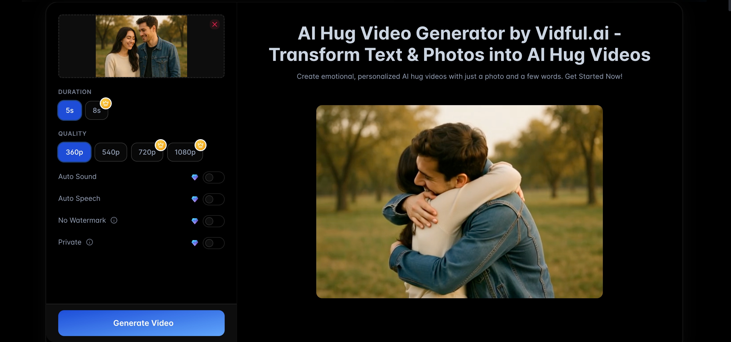 vidful ai hug video generator