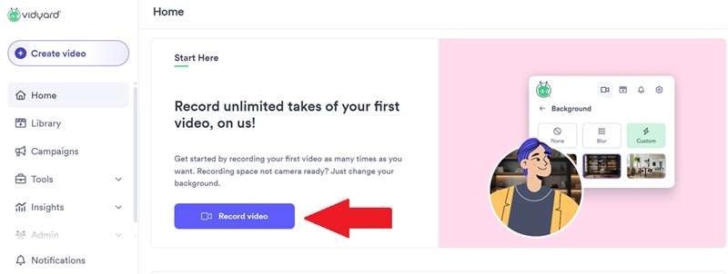 select record video in dashboard