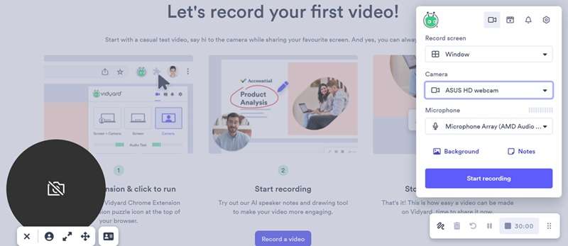 pick recording mode and start recording