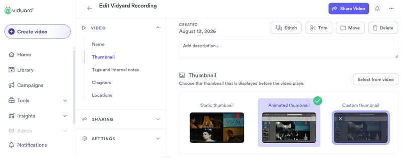 editing tools in vidyard