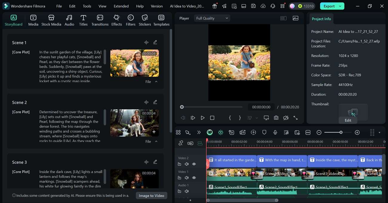 ai idea to video filmora