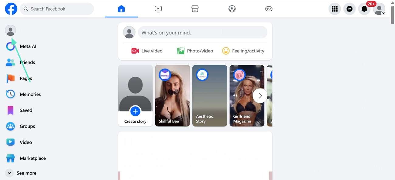select profile icon facebook pc