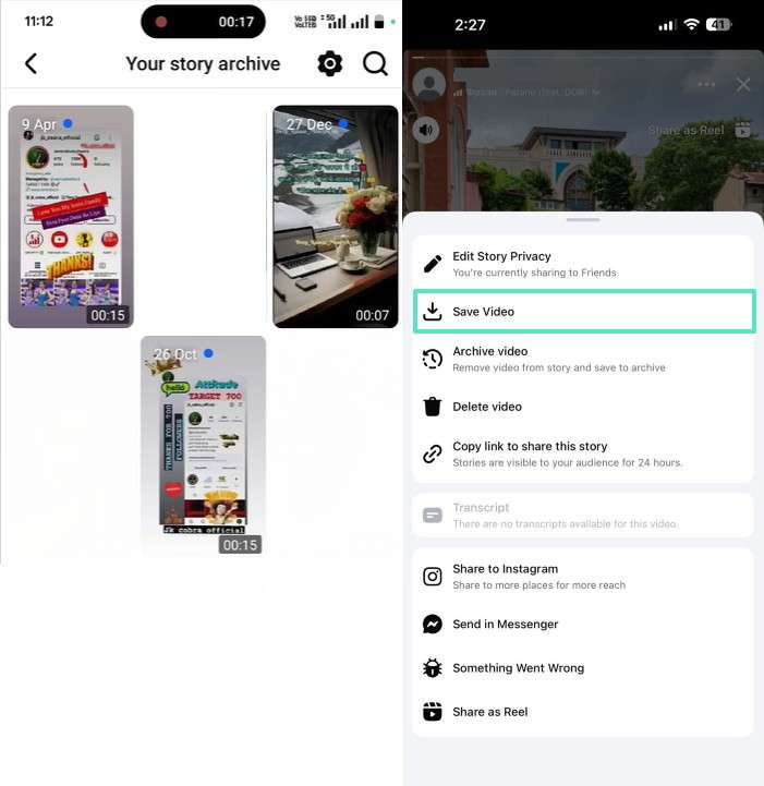 save facebook story on mobile