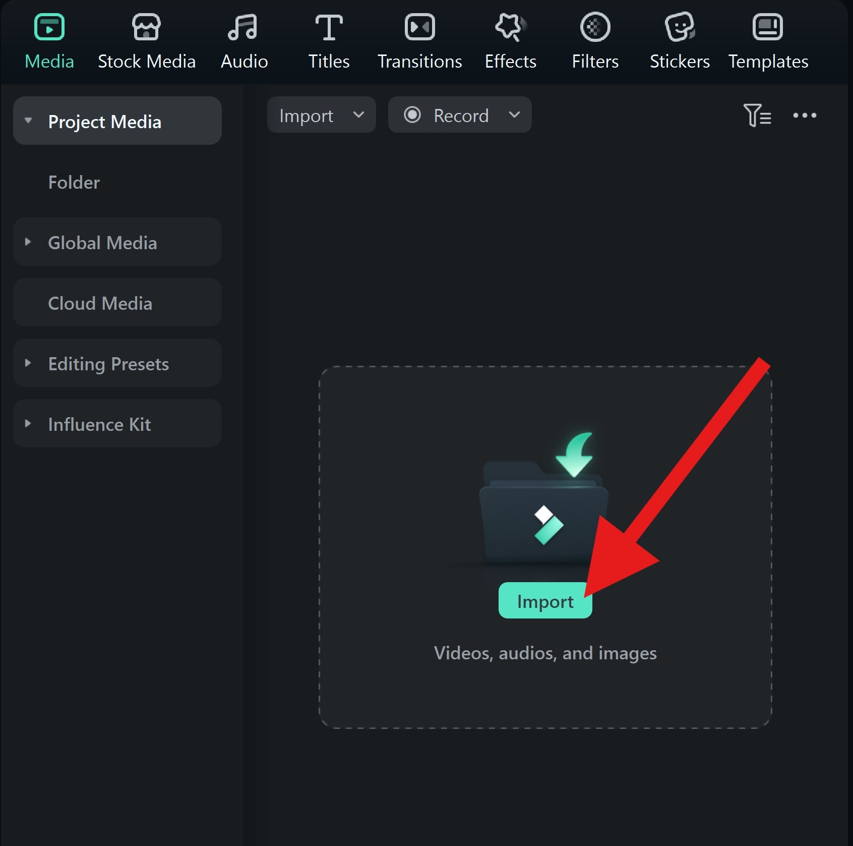 import media files to project filmora