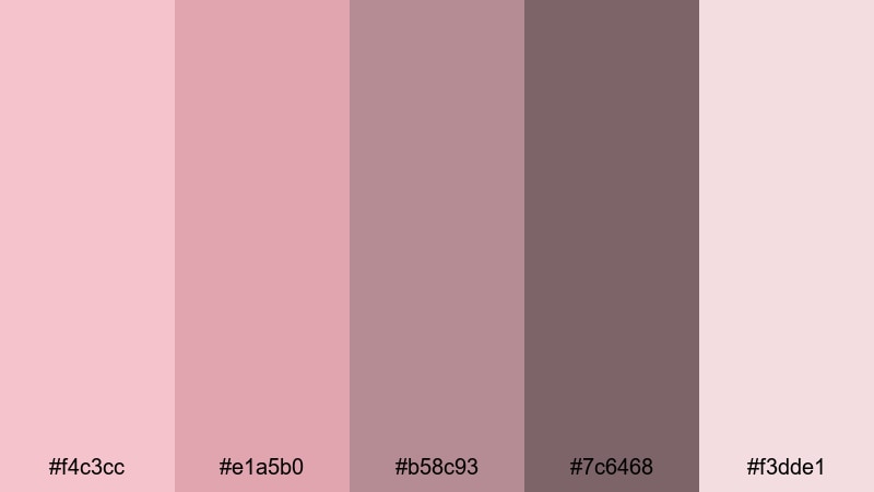 vintage blush grain pale pink color palette with hex codes