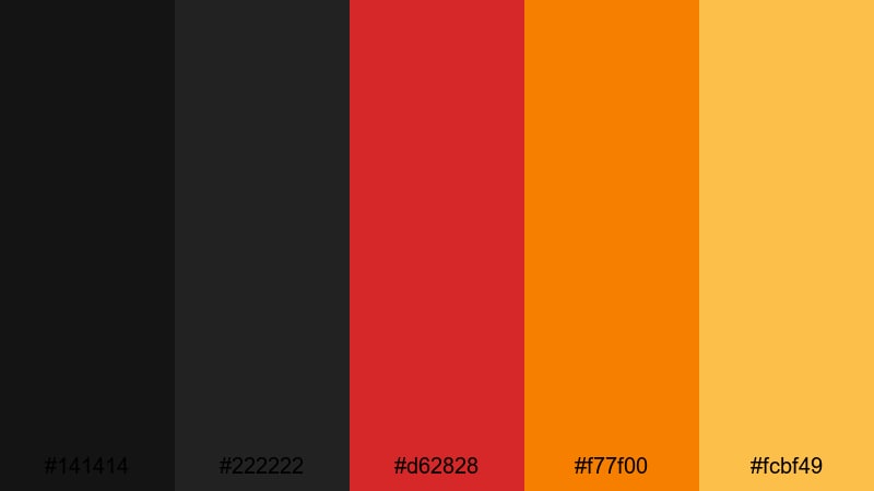 vintage cinema marquee black red orange color palette with hex codes