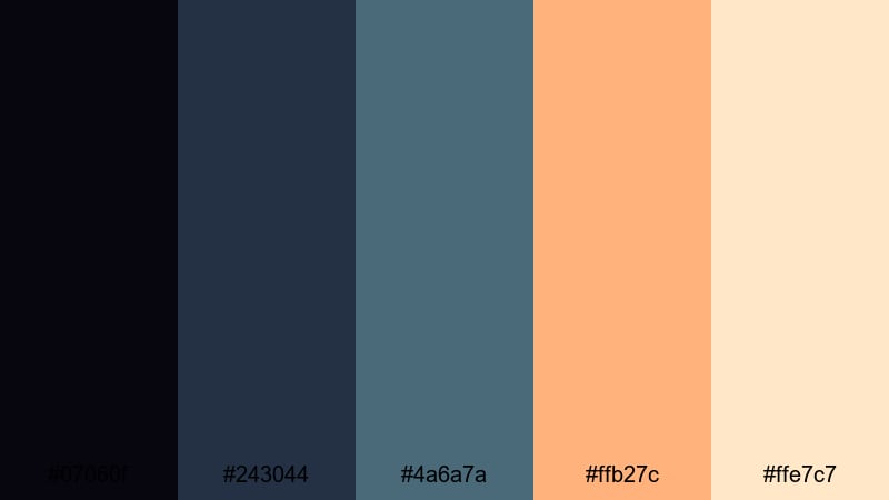 vintage cosmos title space color palette with hex codes