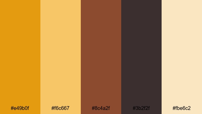 vintage film burn orange gold color palette with hex codes