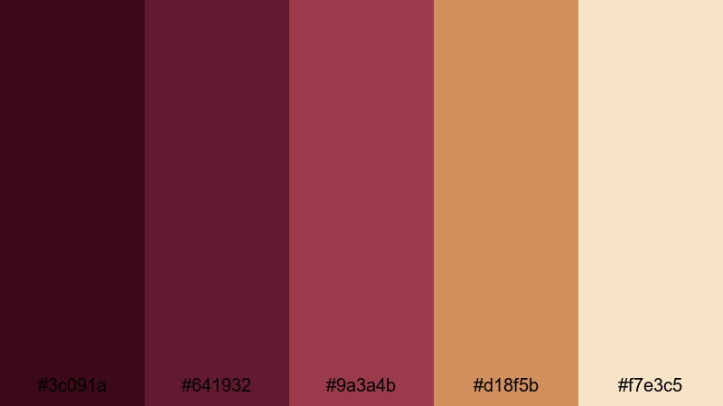 vintage film cabernet burgundy plum color palette with hex codes