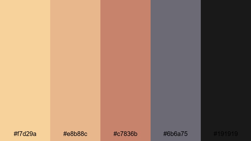 vintage film fade peach yellow color palette with hex codes
