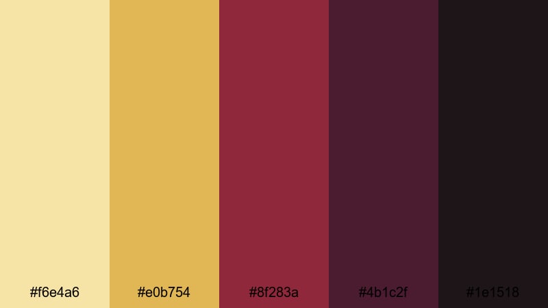 vintage film reels yellow maroon color palette with hex codes
