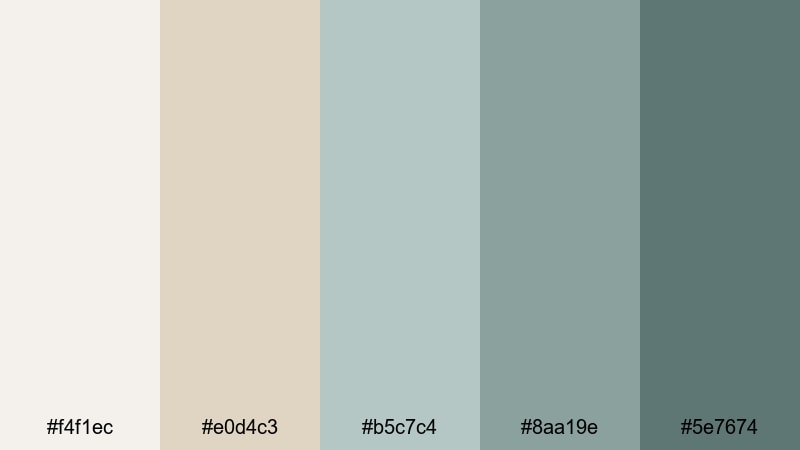 vintage film seaglass gray turquoise color palette with hex codes