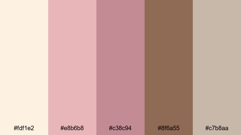 vintage love letters pink cream color palette with hex codes
