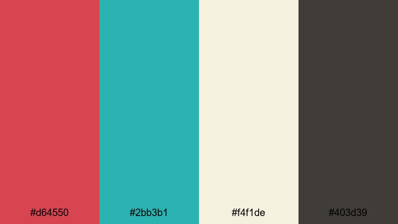 vintage motel waves red turquoise color palette with hex codes