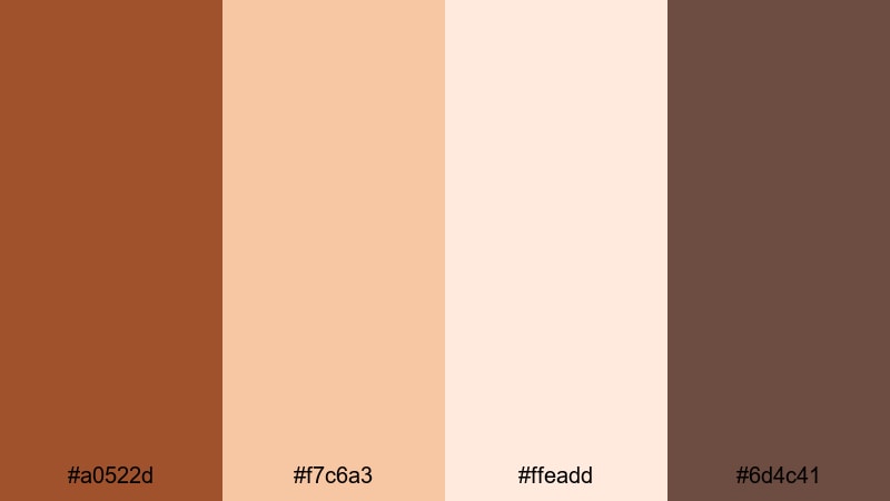 vintage postcard kiss sienna color palette with hex codes