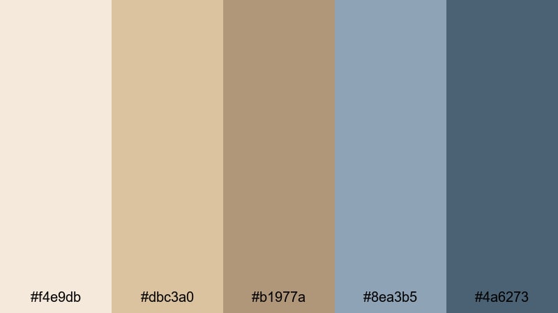 vintage sail reel beige blue color palette with hex codes