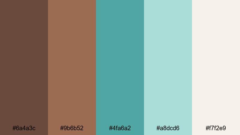 vintage teal postcard brown turquoise color palette with hex codes