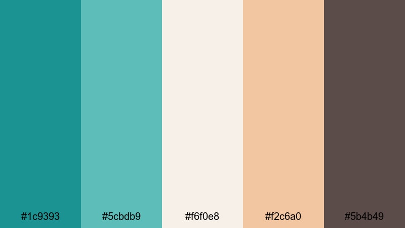 vintage teal postcard teal green color palette with hex codes