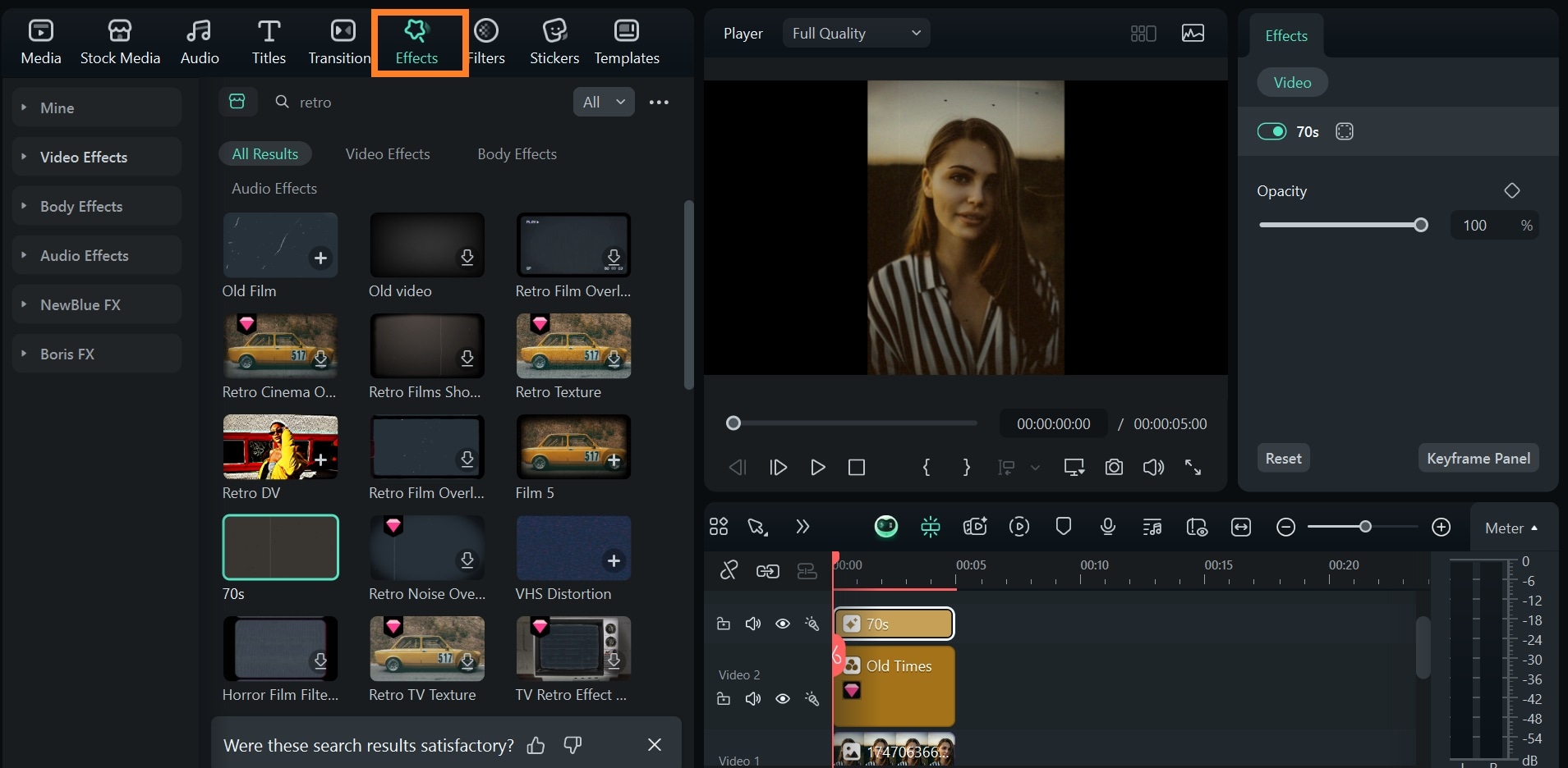 layer vintage video filters