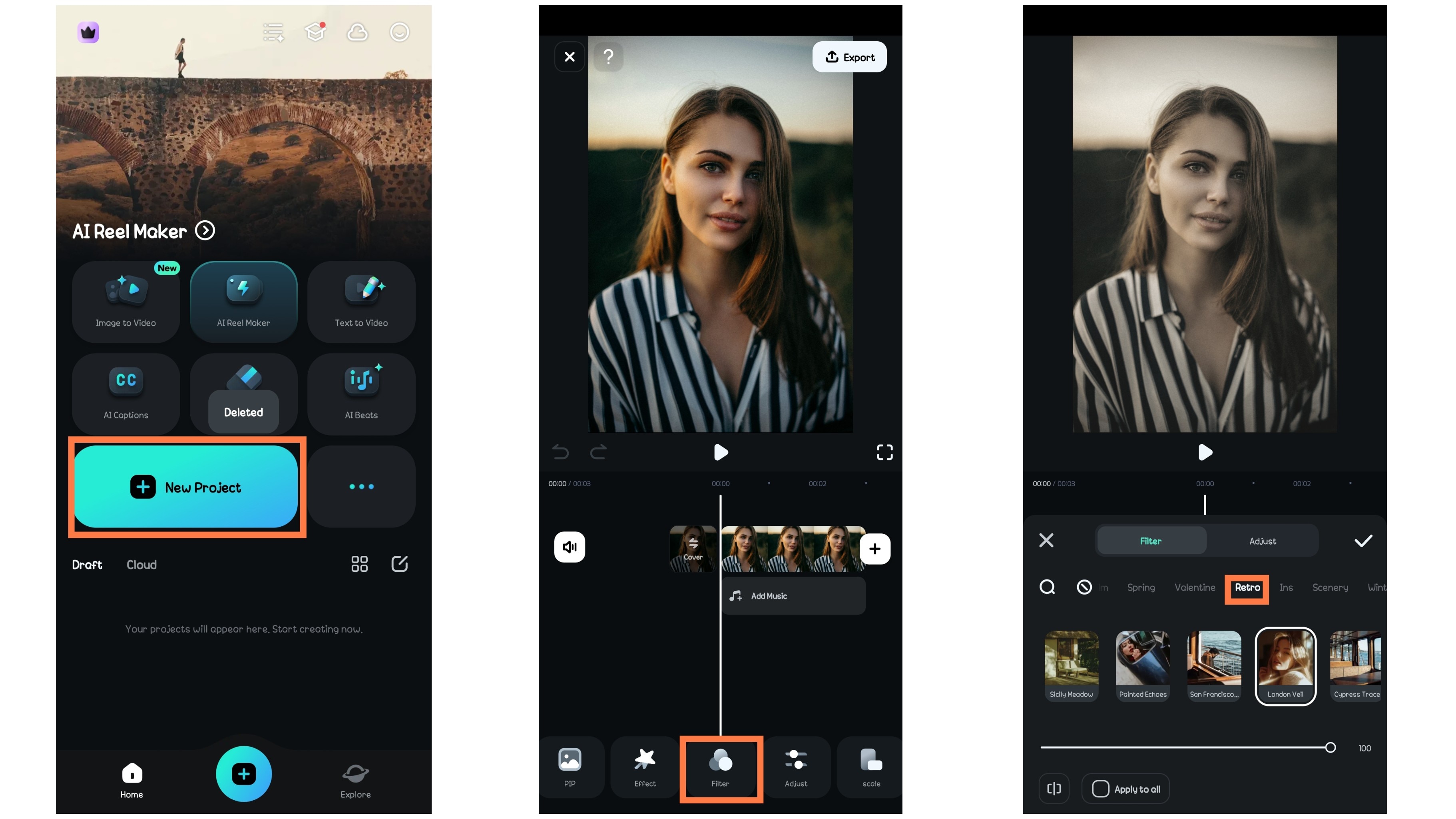 apply vintage video filters
