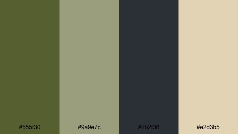 vintage warfilm grain army green color palette with hex codes