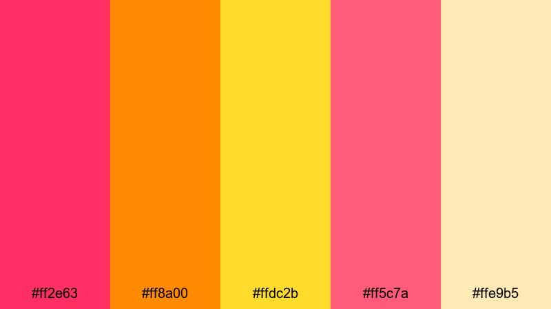 viral thumbnail heat pink yellow orange color palette with hex codes