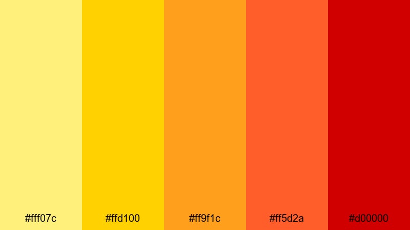 viral thumbnail heat yellow orange red color palette with hex codes