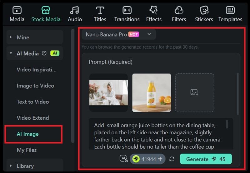use ai image generator in filmora