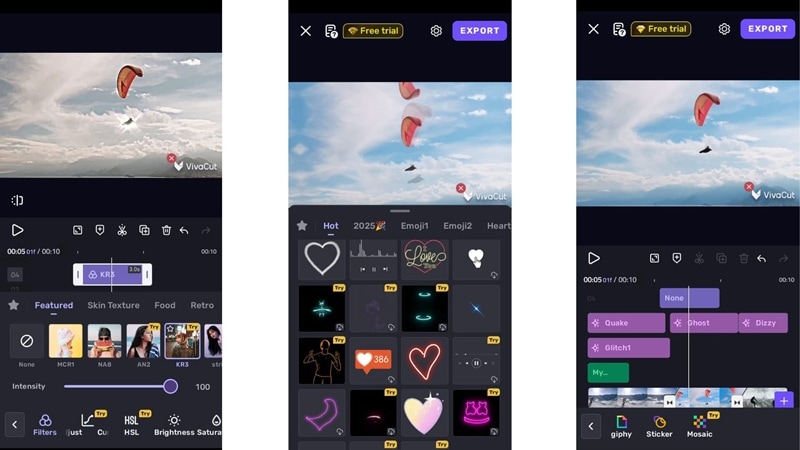vivacut filters stickers and giphy