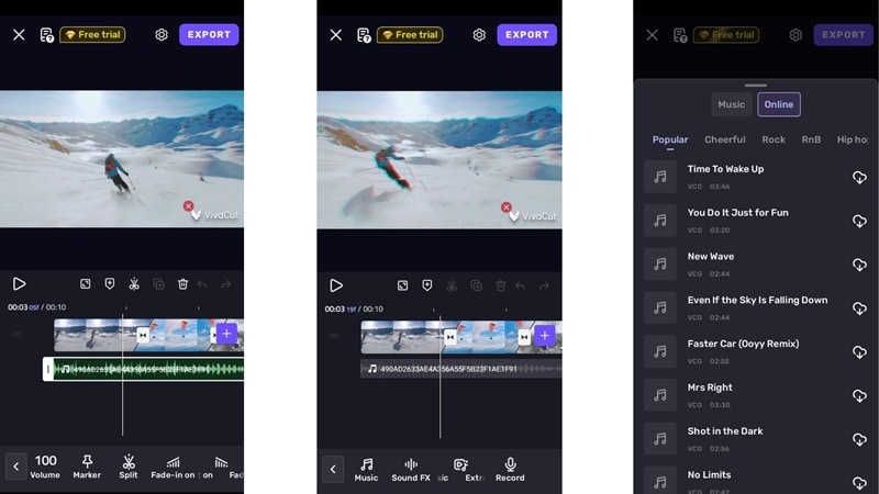 vivacut app audio features