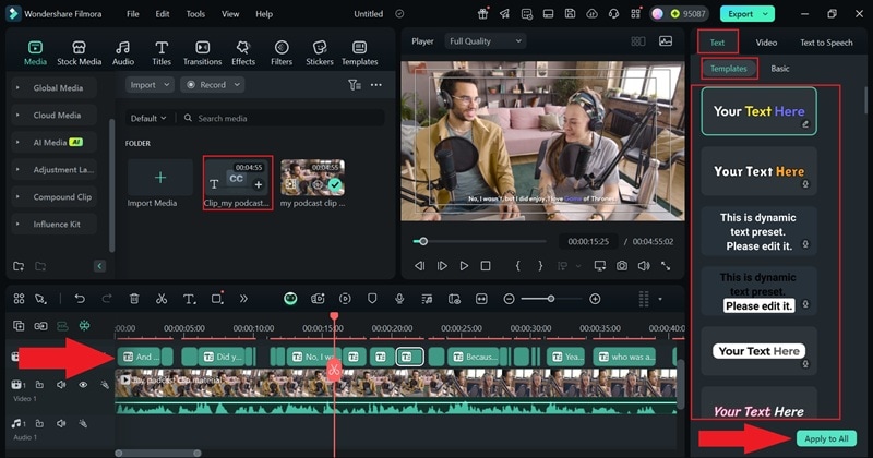 select subtitle template
