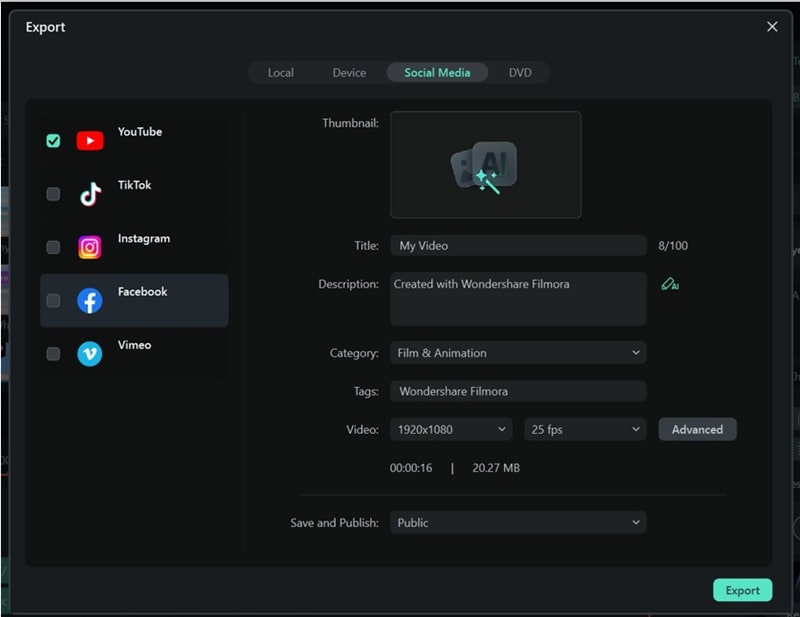 export and share your video