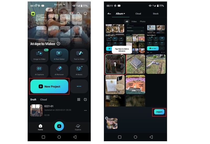 launch filmora and upload your clip